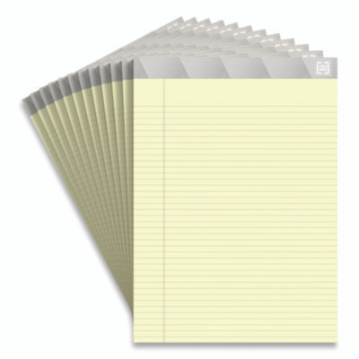 Notepads, Narrow Rule, (50) Canary Yellow 8.5 x 11 Sheets, 12/Pack