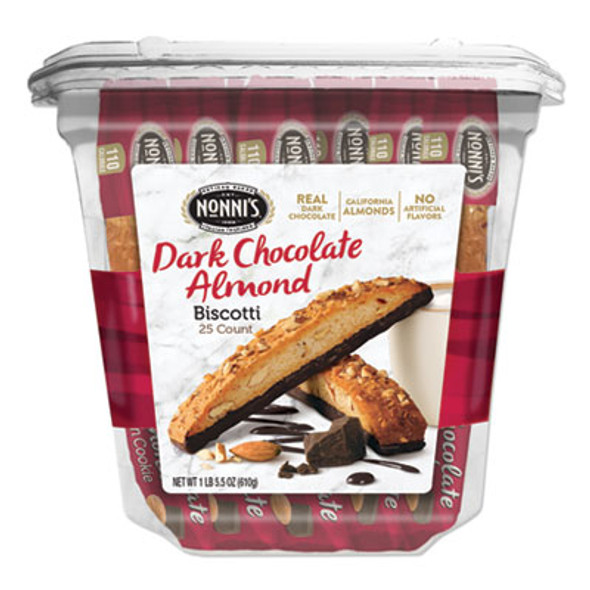 Biscotti, Dark Chocolate Almond, 0.85 Oz Individually Wrapped, 25/Pack