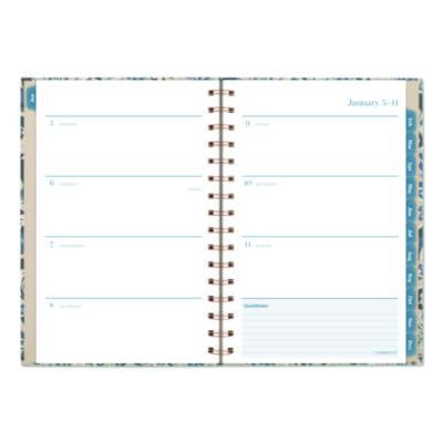 Elizabeth Weekly/Monthly Planner, 8.5 x 5.5, Floral Artwork, Blue Cover, 12-Month (Jan-Dec): 2026