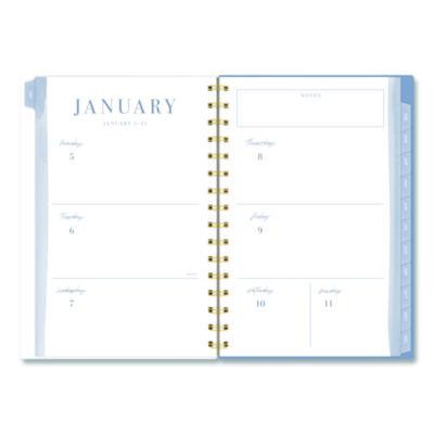 Weekly/Monthly Calista Floral Planners, 8.5 x 5.5, Floral Artwork, Blue/Purple/Green Cover, 13-Month: Jan 2026 To Jan 2027