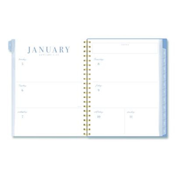 Weekly/Monthly Calista Floral Planners, 11 x 8.5, Floral Artwork, Blue/Purple/Green Cover, 13 Month: Jan 2026 To Jan 2027