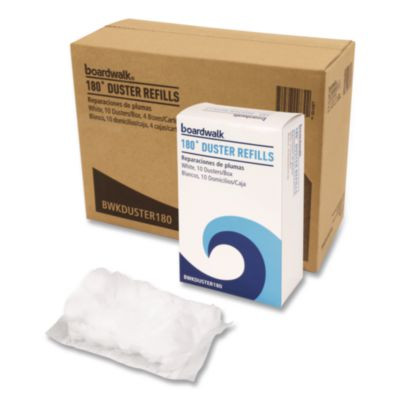 180 Duster Refills, Soft Fluffy Fibers, White, 10 Dusters/Box, 4 Boxes/Carton
