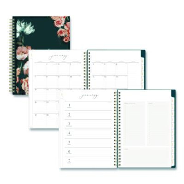 Life Note-It Dania Weekly/Monthly Planner, Floral Artwork, 8.63 x 5.88, Teal/Pink/Blue Cover, 12-Month (Jan To Dec): 2026