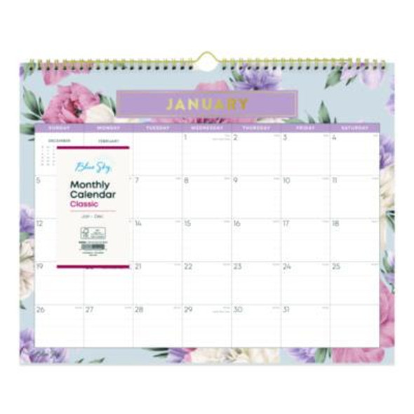 Tula Monthly Wall Calendar, Floral Artwork, 15 x 12, White/Multicolor Sheets, 12-Month (Jan To Dec): 2026