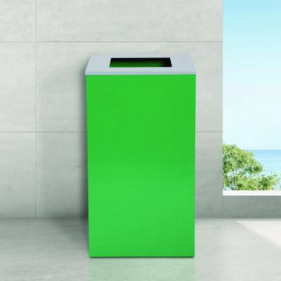 29 Gallon Trash/Recycling Cans, Steel, Green Recycling Can With Square Lid, Black Trash Can With Square Lid