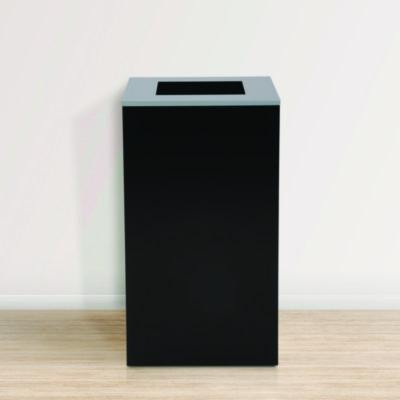 29 Gallon Trash/Recycling Cans, Steel, Black Can With Square Lid