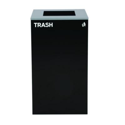 29 Gallon Trash/Recycling Cans, Steel, Black Trash Can With Square Lid