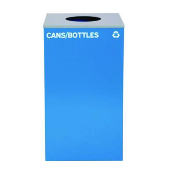 29 Gallon Trash/Recycling Cans, Steel, Blue Cans/Bottles Recycling Can With Circle Lid