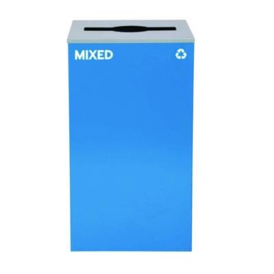 29 Gallon Trash/Recycling Cans, Steel, Blue Mixed Recycling Can With Mixed Lid