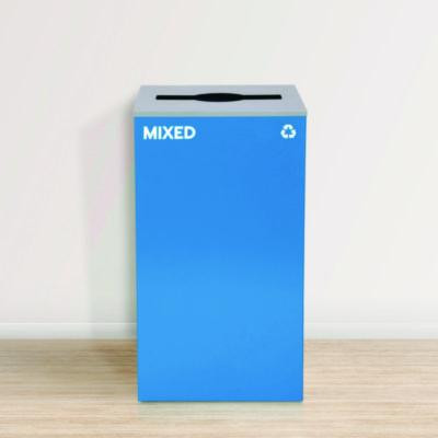 29 Gallon Trash/Recycling Cans, Steel, Blue Mixed Recycling Can With Mixed Lid
