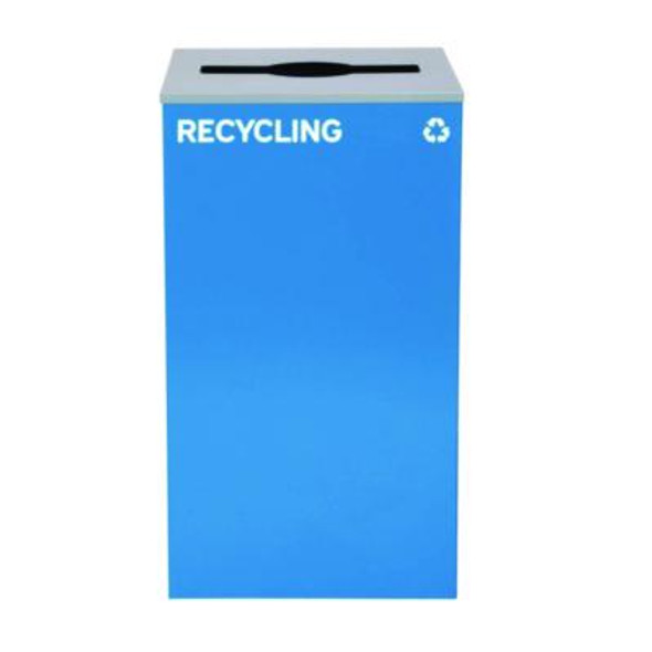 29 Gallon Trash/Recycling Cans, Steel, Blue Recycling Can With Mixed Lid