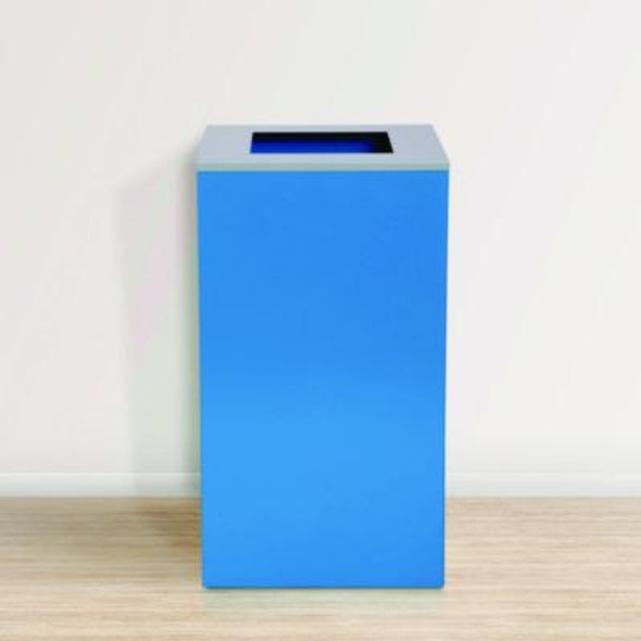 29 Gallon Trash/Recycling Cans, Steel, Blue Can With Square Lid