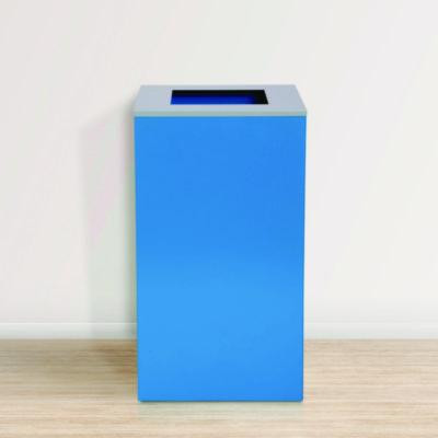 29 Gallon Trash/Recycling Cans, Steel, Blue Can With Square Lid