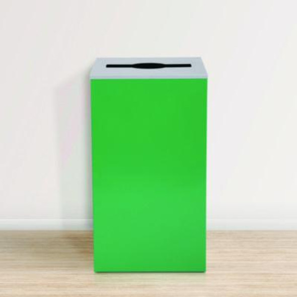 29 Gallon Trash/Recycling Cans, Steel, Green Can With Mixed Lid