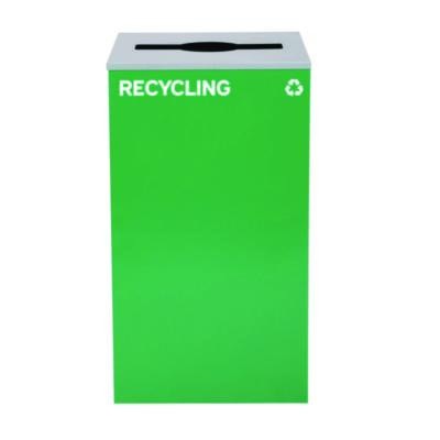 29 Gallon Trash/Recycling Cans, Steel, Green Recycling Can With Mixed Lid
