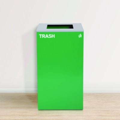 29 Gallon Trash/Recycling Cans, Steel, Green Trash Can With Square Lid
