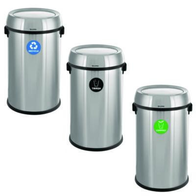 17 Gallon Stainless Steel Indoor Recycling, Trash And Compost Bins With Swivel Lid