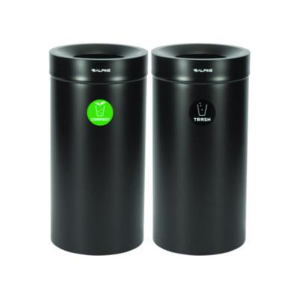 27 Gallon Black Stainless Steel Compost Bin And Trash Can