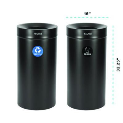 27 Gallon Black Stainless Steel Recycling Can And Trash Receptacle