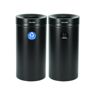 27 Gallon Black Stainless Steel Recycling Can And Trash Receptacle