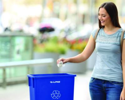 Slim 23 Gallon Recycling Bin, Plastic, Blue