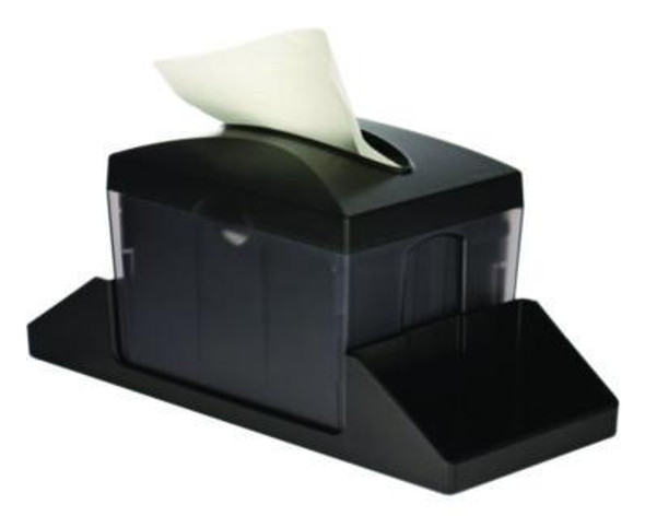 Interfold Table Top Dispenser Napkin Holder With Caddy, 6 x 14.17 x 6.5, Black