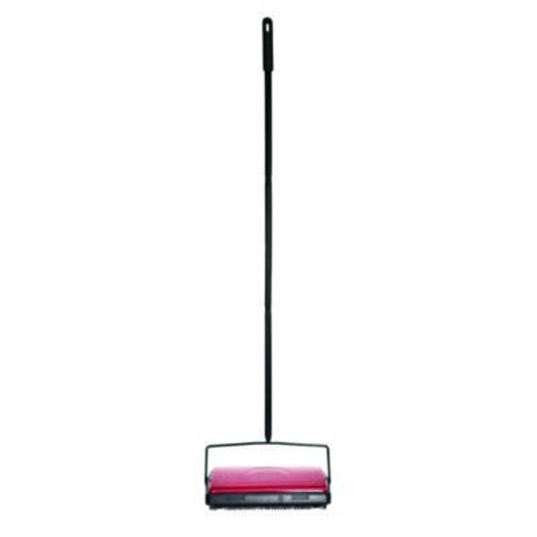 Manual Triple Brush Carpet And Floor Sweeper, 42.5" Handle, Red