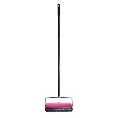 Manual Triple Brush Carpet And Floor Sweeper, 42.5" Handle, Red