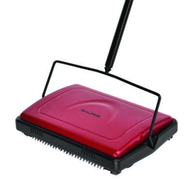 Manual Triple Brush Carpet And Floor Sweeper, 42.5" Handle, Red