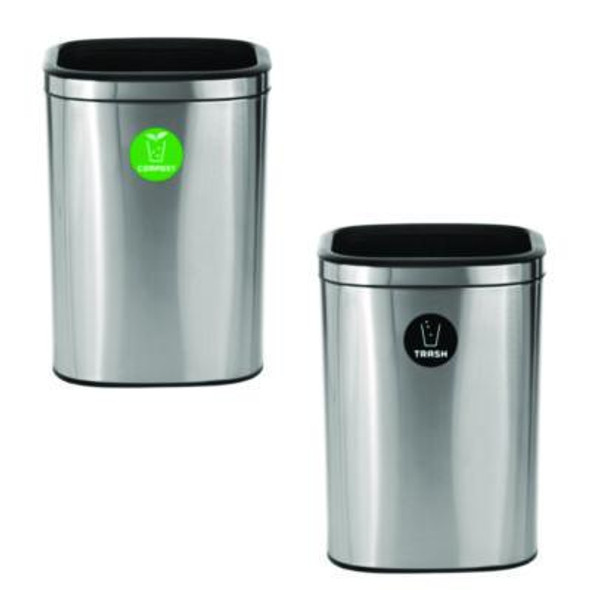 10.5 Gallon Compost And Trash Station, Brushed Stainless Steel