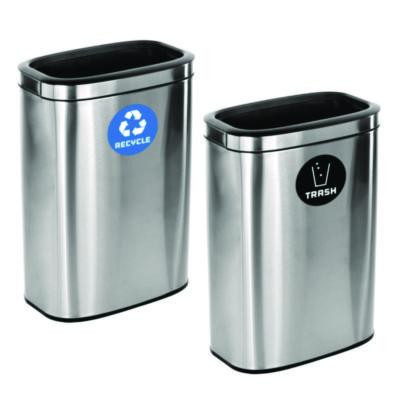 10.5 Gallon Recycle And Trash Station, Brushed Stainless Steel