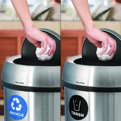 17 Gallon Stainless Steel Indoor Recycling Receptacle And Trash Station Swivel Lids