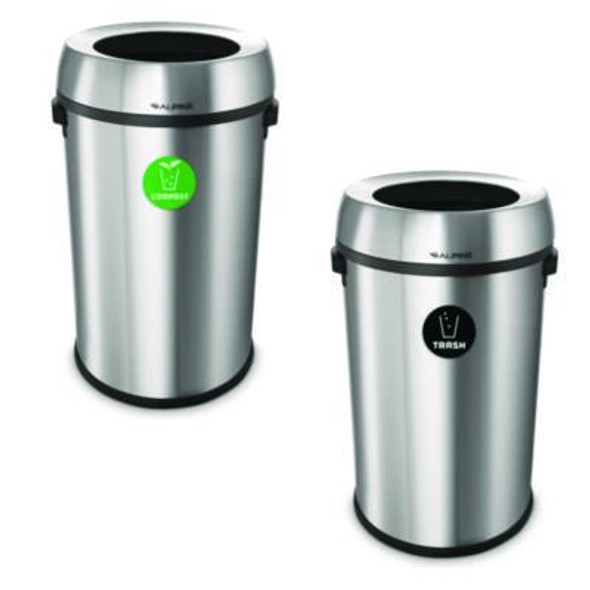 17 Gallon Stainless Steel Open Top Compost And Trash Station