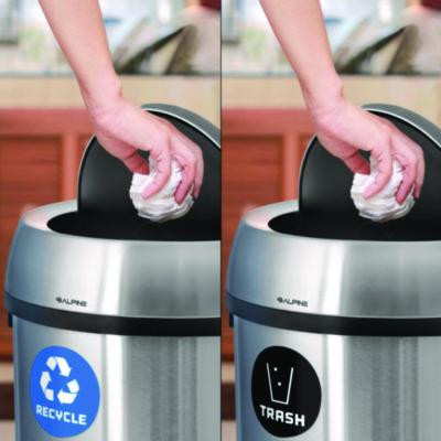 17 Gallon Stainless Steel Open Top Recycling Bin And Trash Receptacle