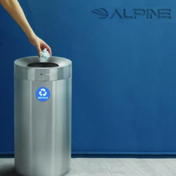 27 Gallon Stainless Steel Recycling Can, Brushed Stainless Steel