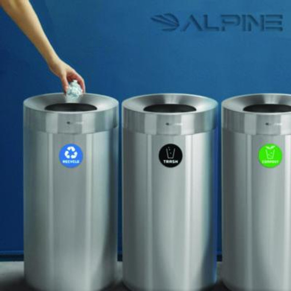27 Gallon Stainless Steel Compost Bin, Recycling Can And Trash Receptacle, Brushed Stainless Steel