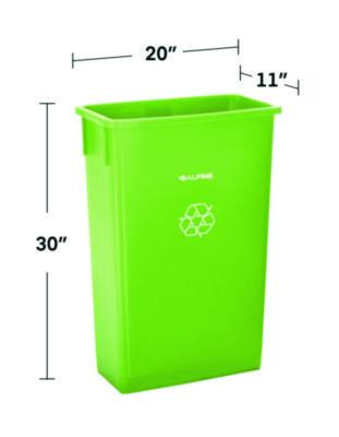 Slim 23 Gallon Recycling Bin, Plastic, Lime Green
