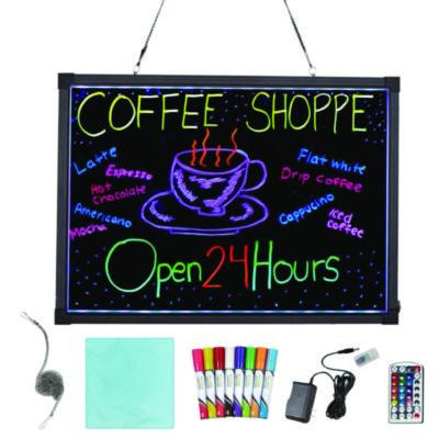 Led Illuminated Hanging Message Writing Board, Black 26" x 18" Surface, Black 27.6" x 19.7" Frame
