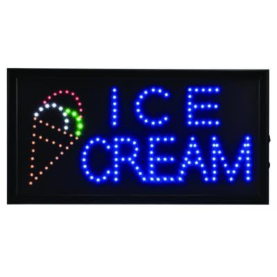 Led Rectangular Ice Cream Sign, 19 x 10, Black Frame, Blue/Green/Orange/Red/White Graphics