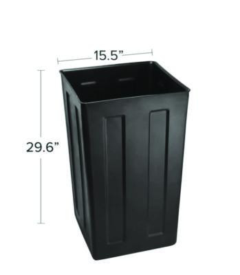 40 Gallon Rigid Plastic Waterproof Square Trash Can Insert Liner For Indoor/Outdoor Trash Can, Plastic, Black