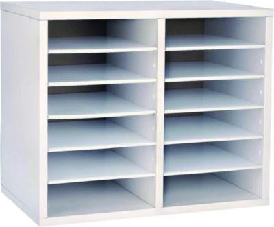 Wood Adjustable 12 Compartment Literature Organizer, 12 Sections, Letter Size, 20 x 11.8 x 16.3, White