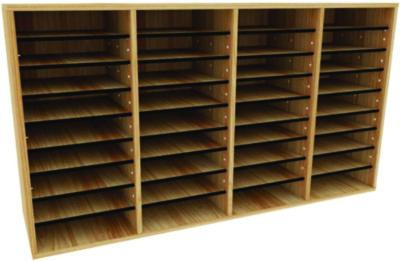 Wood Adjustable 36 Compartment Literature Organizer, 36 Sections, Letter Size, 39.3 x 11.8 x 23.9, Medium Oak