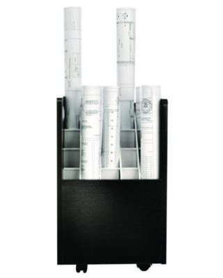 20-Slot Mobile Rolling Wood Blueprint Storage Cabinet Roll File Large Document Organizer, 15.25 x 13.25 x 24.75, Black