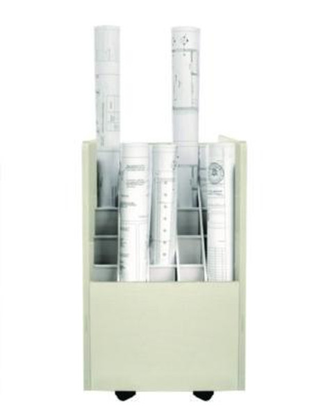 20-Slot Mobile Rolling Wood Blueprint Storage Cabinet Roll File Large Document Organizer, 15.25 x 13.25 x 24.75, White