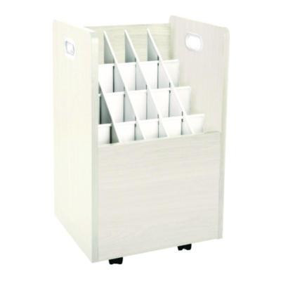 20-Slot Mobile Rolling Wood Blueprint Storage Cabinet Roll File Large Document Organizer, 15.25 x 13.25 x 24.75, White