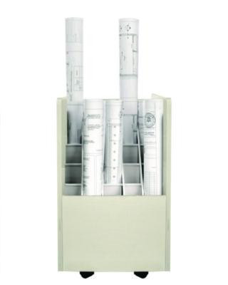 20-Slot Mobile Rolling Wood Blueprint Storage Cabinet Roll File Large Document Organizer, 15.25 x 13.25 x 24.75, White