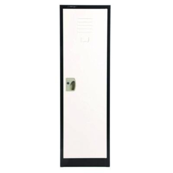 Steel Storage Locker, 1 Compartment, 15 x 15 x 48, Black Body/White Doors