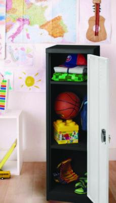 Steel Storage Locker, 1 Compartment, 15 x 15 x 48, Black Body/White Doors