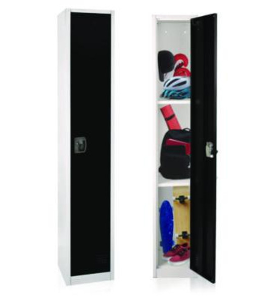 Steel Storage Locker, 1 Compartment, 12 x 12 x 72, Black