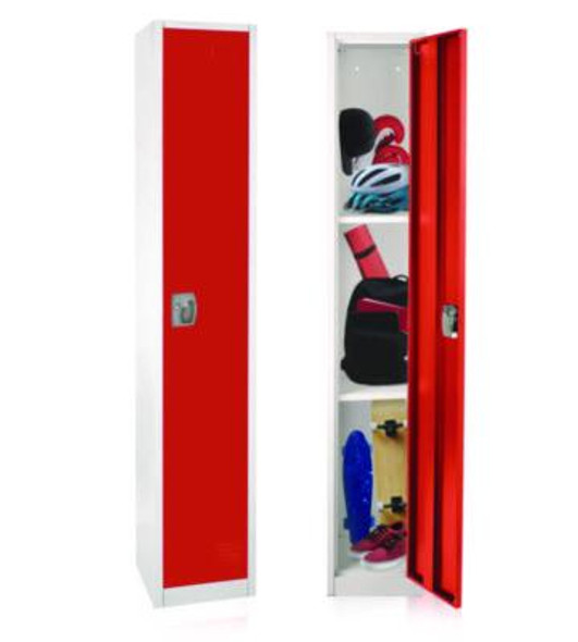 Steel Storage Locker, 1 Compartment, 12 x 12 x 72, Red